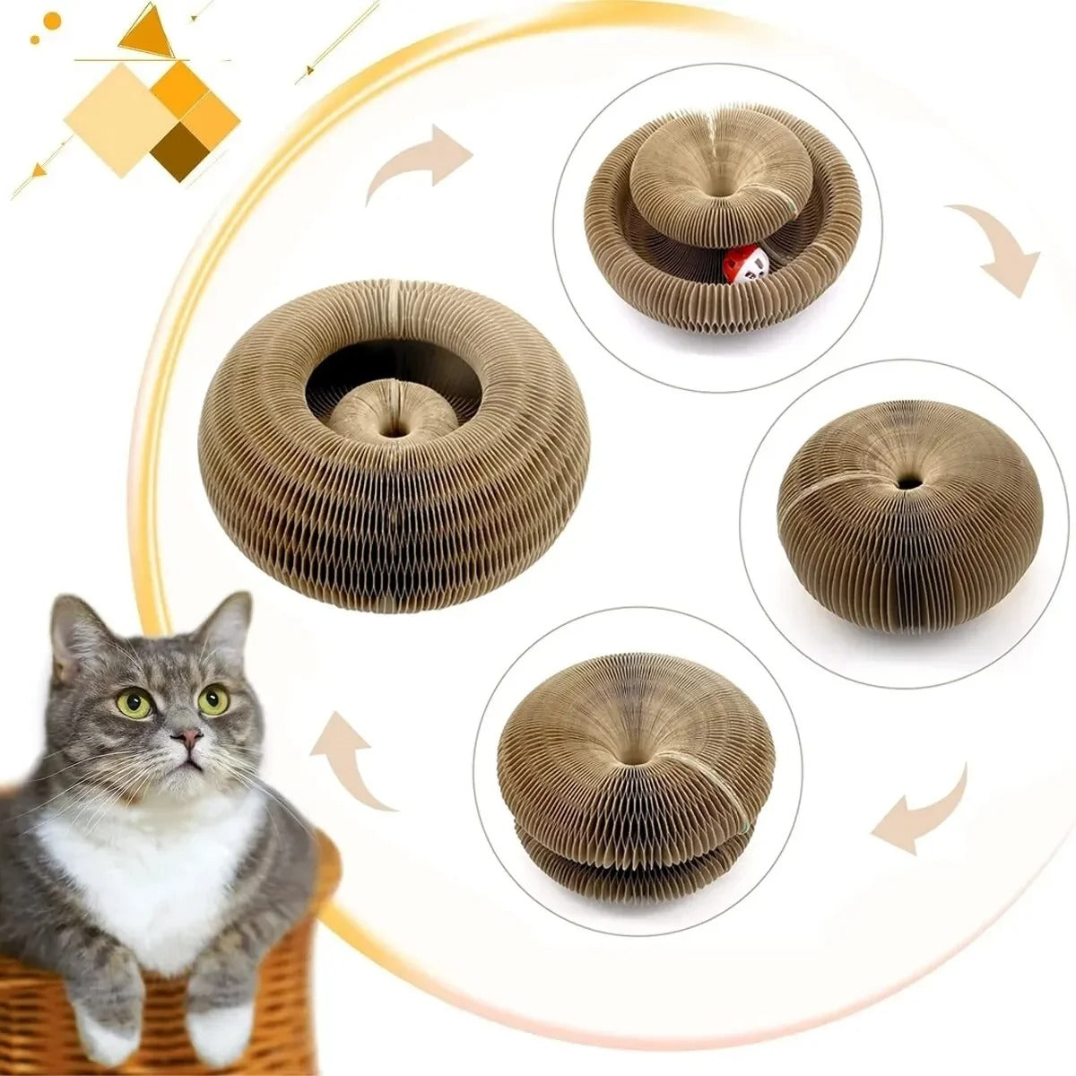 Round Cat Scratcher with Built-In Ball Toy