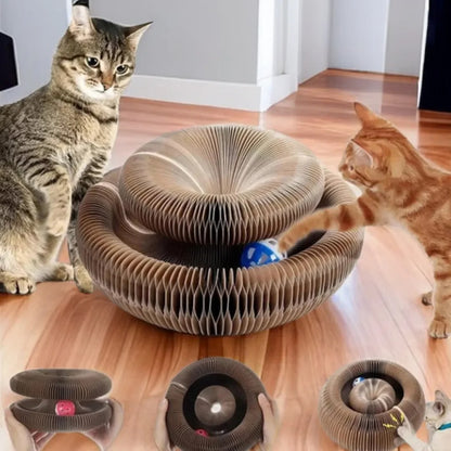 Round Cat Scratcher with Built-In Ball Toy