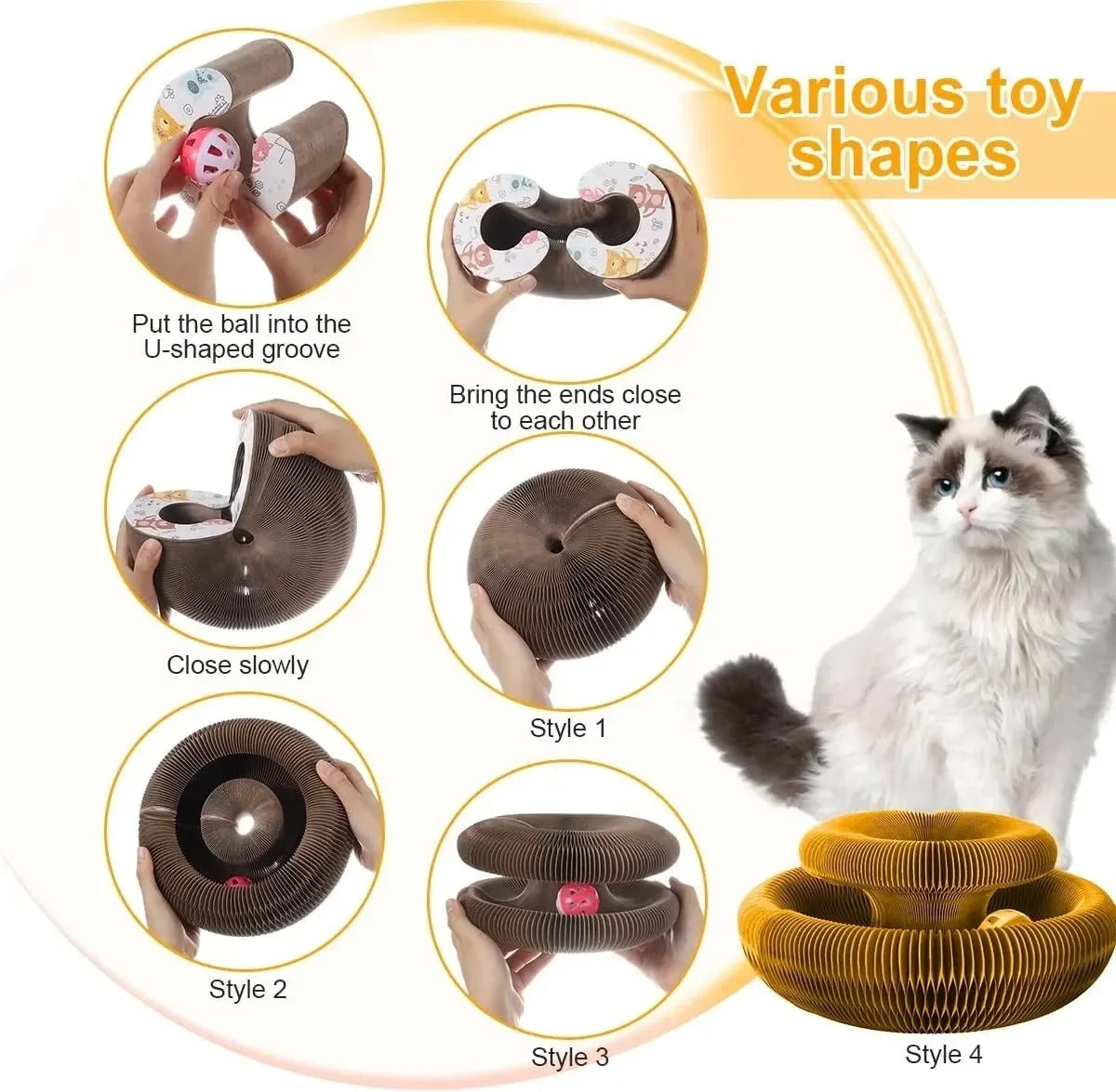 Round Cat Scratcher with Built-In Ball Toy